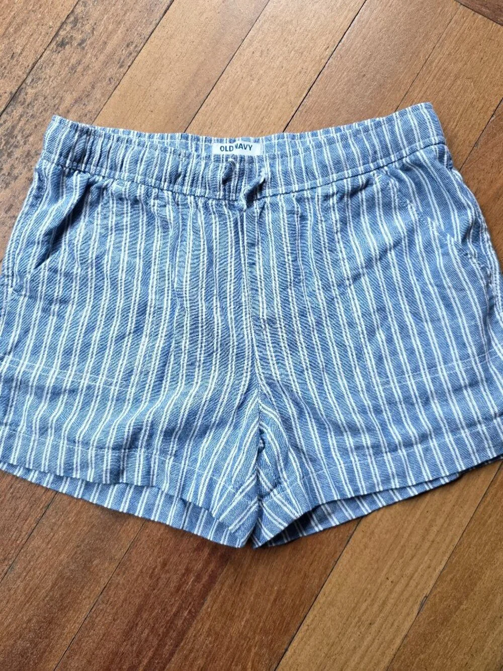 Old Navy Girls Blue/White Striped Linen Shorts Size XL (14-16)